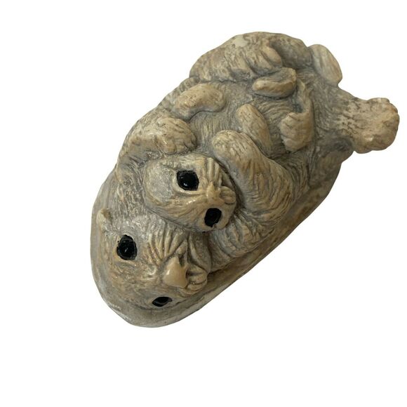 Otter & Baby Pottery Sculpture Vintage Sweet Bekka Mount ST Helen's Ash USA 80s - Picture 3 of 16